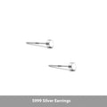 S999 sterling silver flat bone stud earrings in round geometric shape