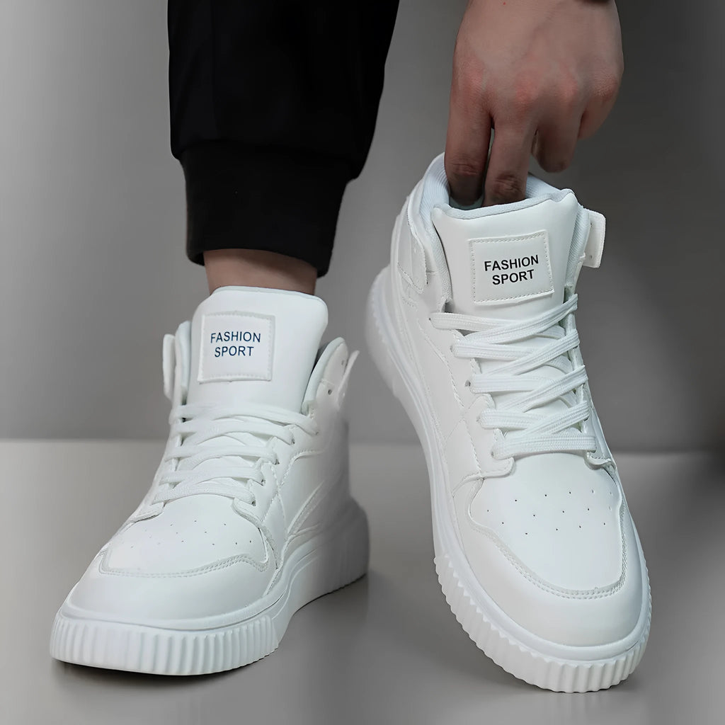 Men's white round toe casual microfiber shoes for autumn and winter leisure wear