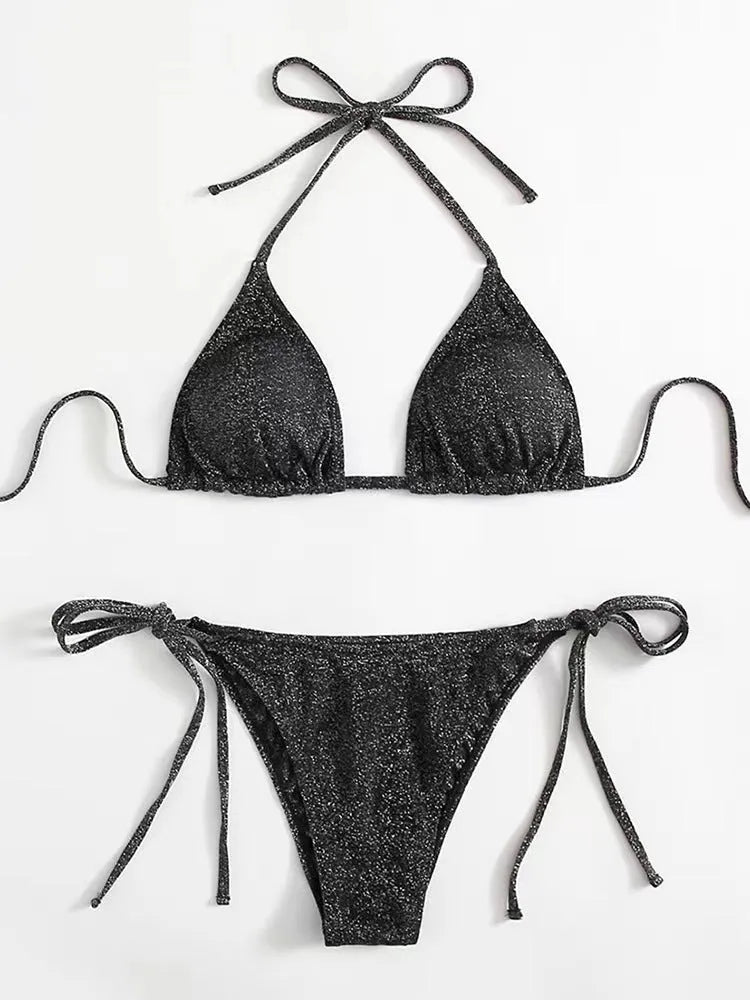 Women's split bandage bikini swimsuit in briefs style with colour options