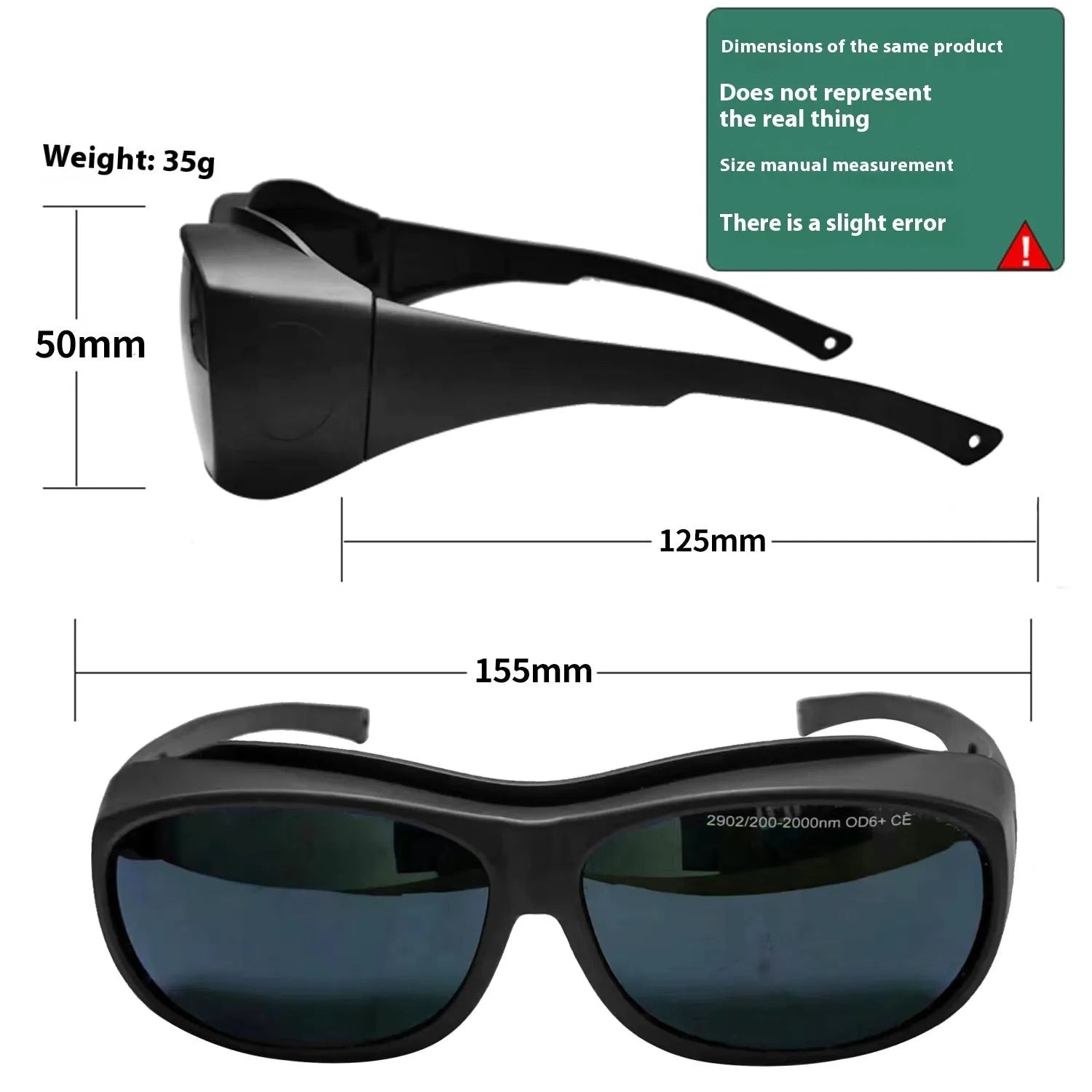 Photon skin rejuvenation laser protection goggles with polycarbonate lenses for 200-2000nm wavelength filtration