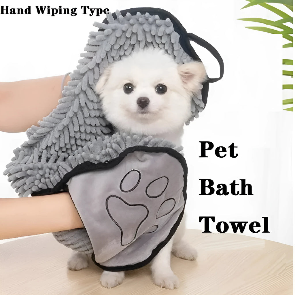 Pet bath robe towel in blue measuring 62 x 23 cm for quick drying after bathing
