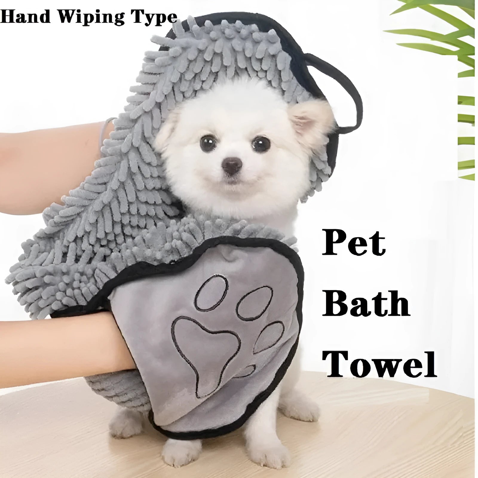 Pet bath robe towel in blue measuring 62 x 23 cm for quick drying after bathing