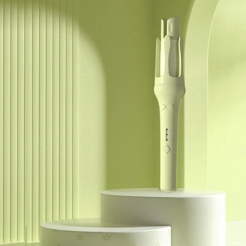 32mm automatic hair curler in white or chigo colours with pink, purple, beige, or green accents