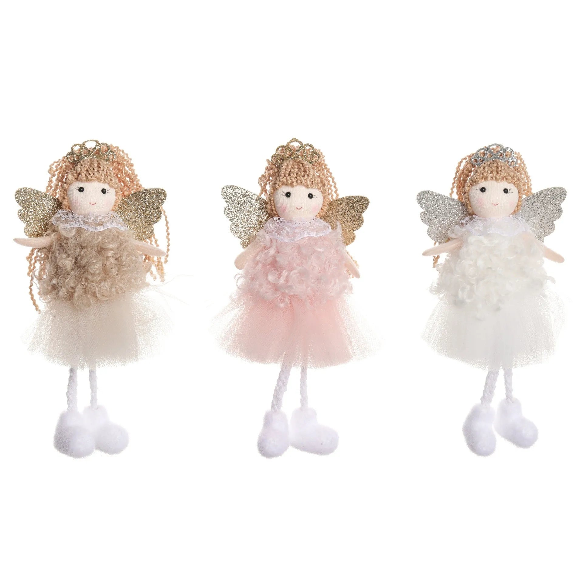 Christmas angel girl cloth fabric pendant hair accessory for high ponytails in white, pink or khaki colour
