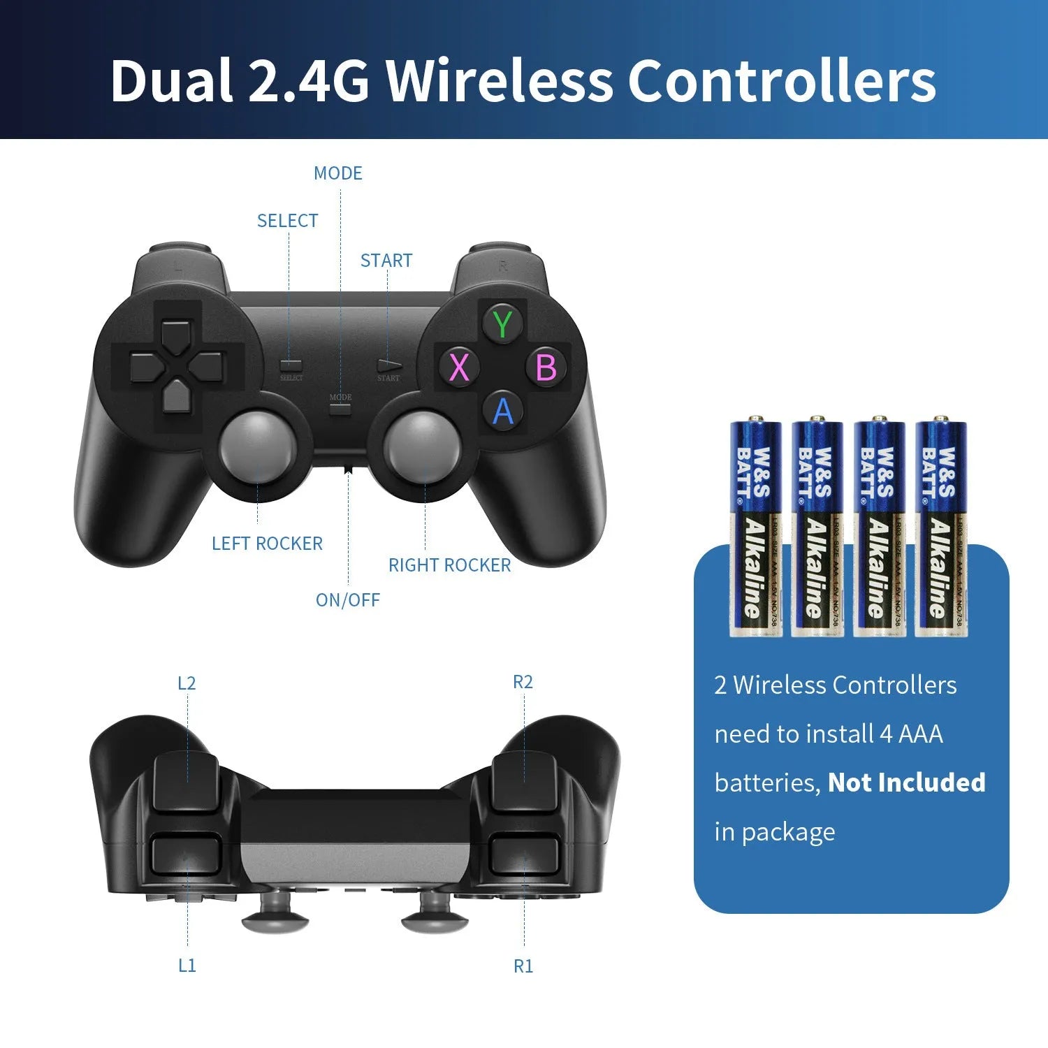 Compact black HD home TV game console with handle controller on textured surface