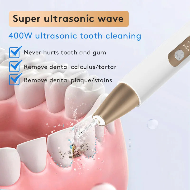 Gold ultrasonic dental tooth cleaner and tartar stain removal device