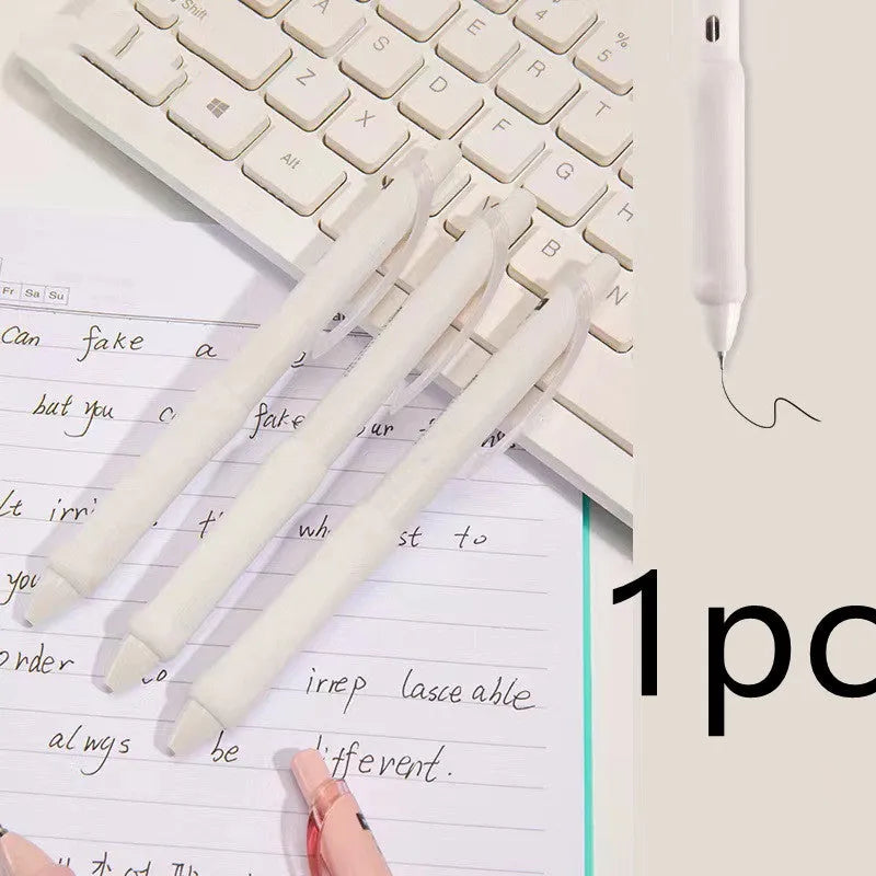 Macaron Colour Press Gel Pen with 0.5mm tip in smoked white, brown, or pink options.