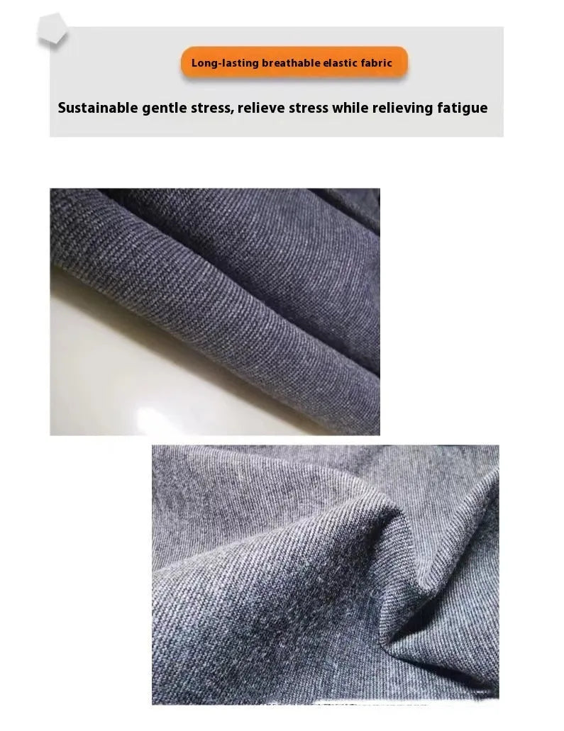 Heather grey dog anxiety calming vest on a model dog, showing soft fabric and snug fit.