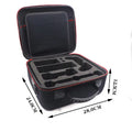 Black EVA game console accessory storage bag with offset printed design, shown with controllers inside.
