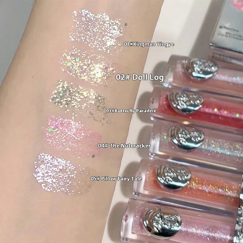 Ballet liquid eye shadow set showing five colour options with applicator