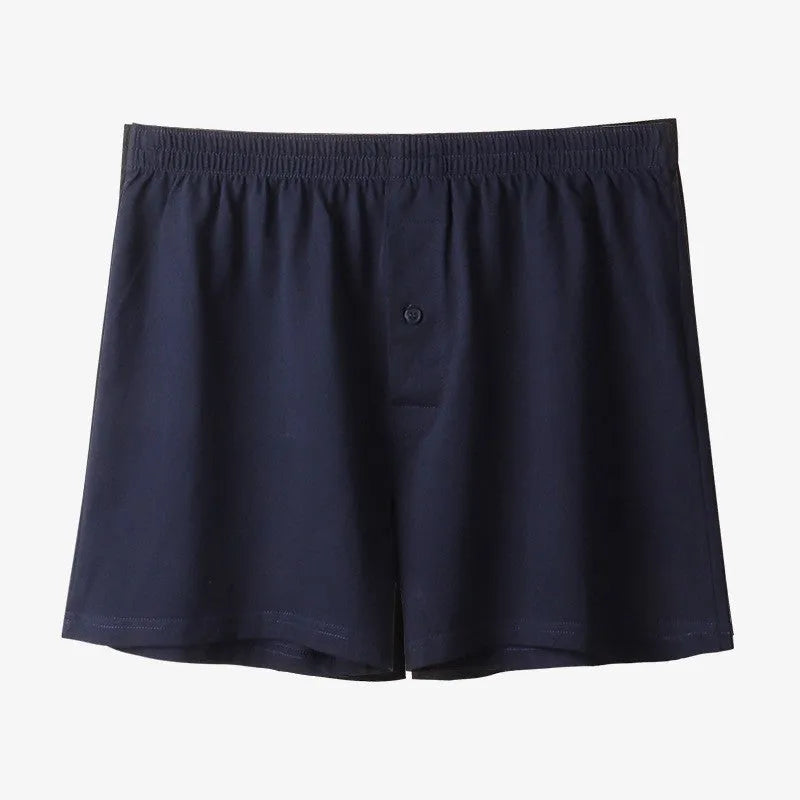 Men's pure cotton boxer shorts in light grey colour showing loose fit and high waist design
