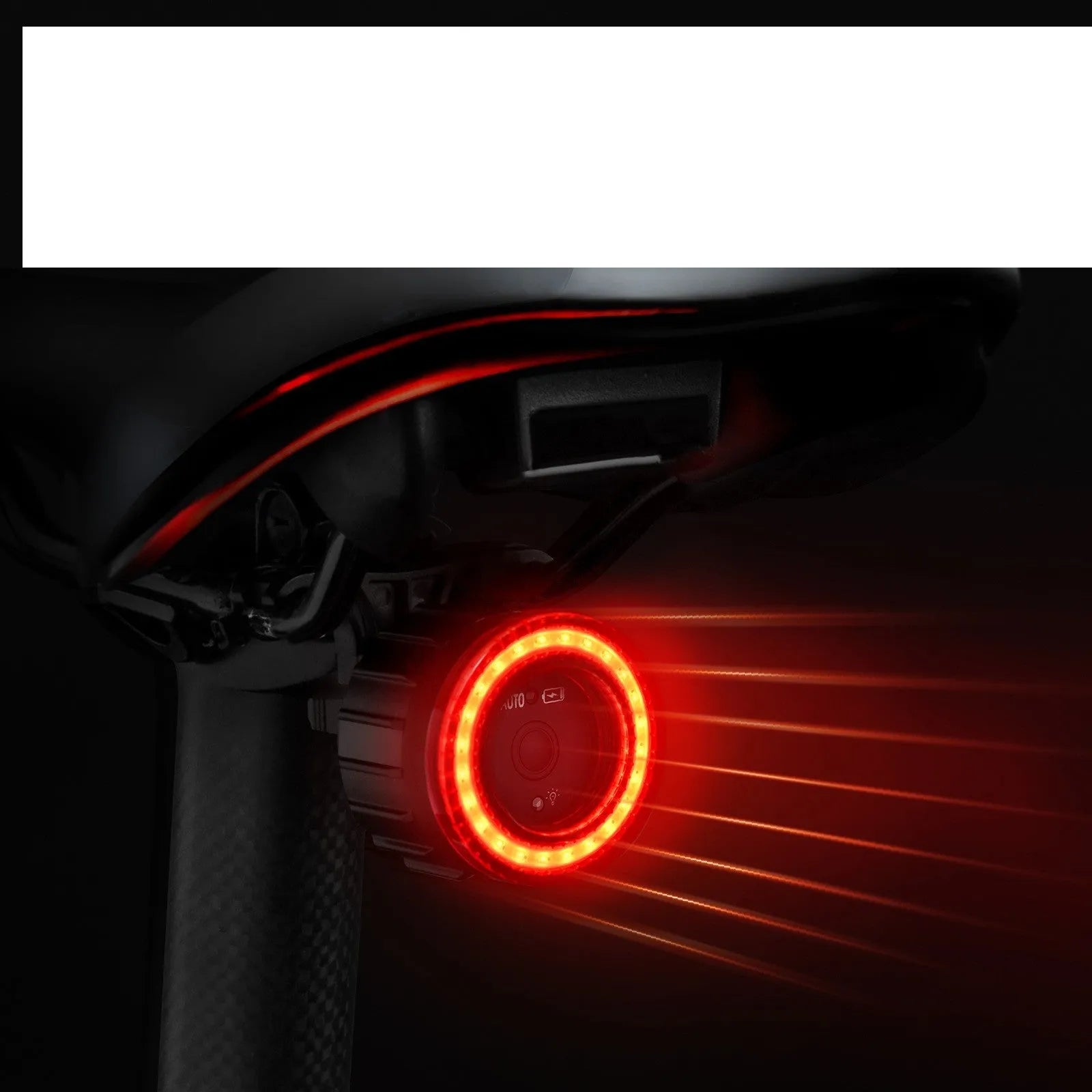 Black intelligent induction brake taillight for bicycles with aluminium alloy casing and mounting brackets