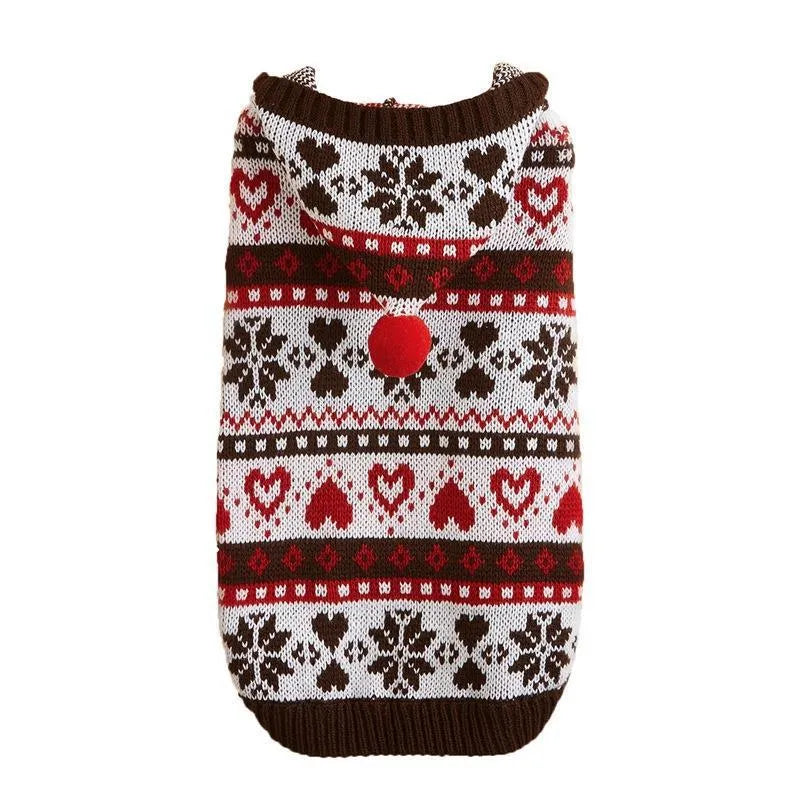 Acrylic knitted dog sweater with snowflake camouflage pattern for small breeds in blue colour