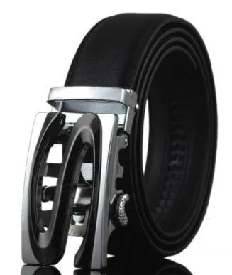 Men's automatic buckle leather belt in cowhide with stainless steel buckle