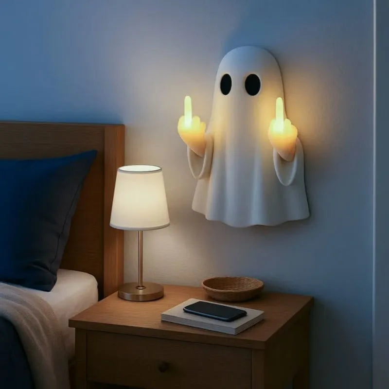 White plastic ghost statue decorative night lamp for Halloween