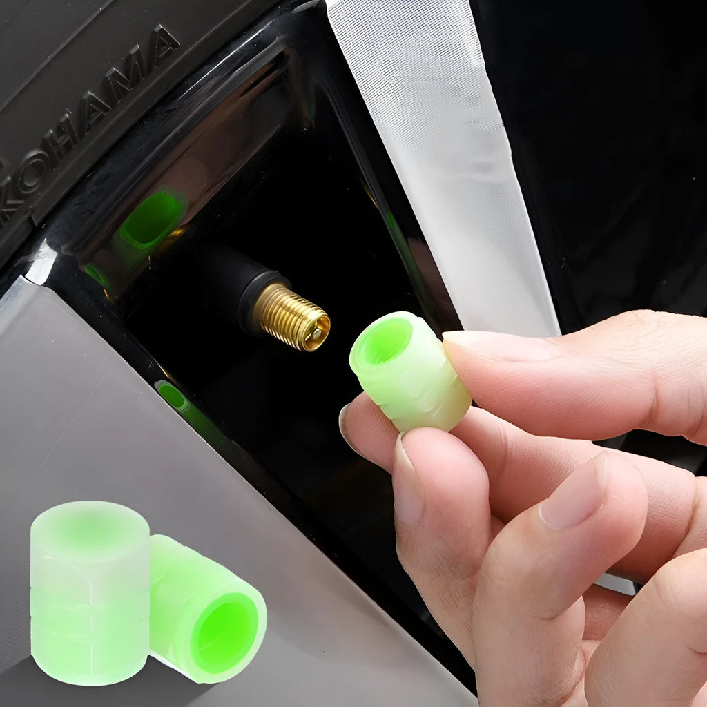 Rubber luminous car valve caps with 16mm diameter for general vehicle tyres
