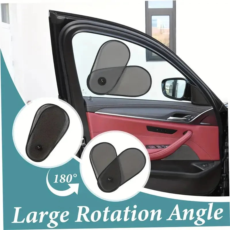 Breathable mesh car window shade with suction cups attached to side window