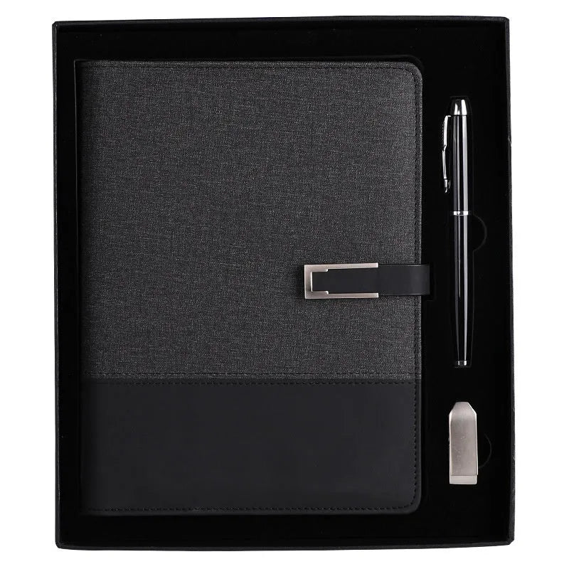 A5 soft leather business notebook in brown, black, green, blue, and red colour options.