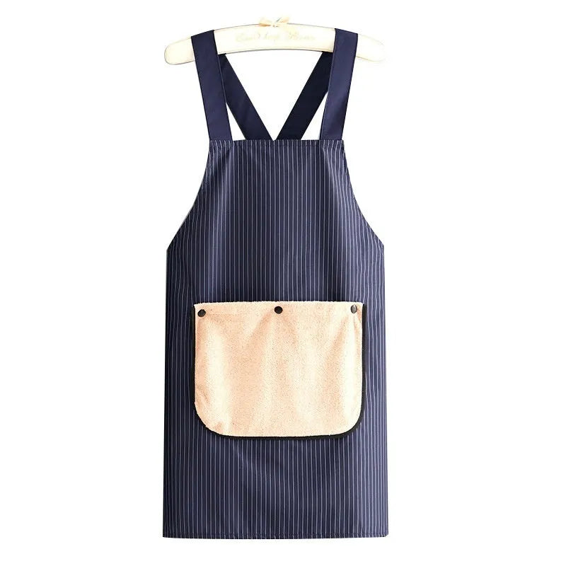 Polyester waterproof kitchen apron in multiple colour options including black and blue