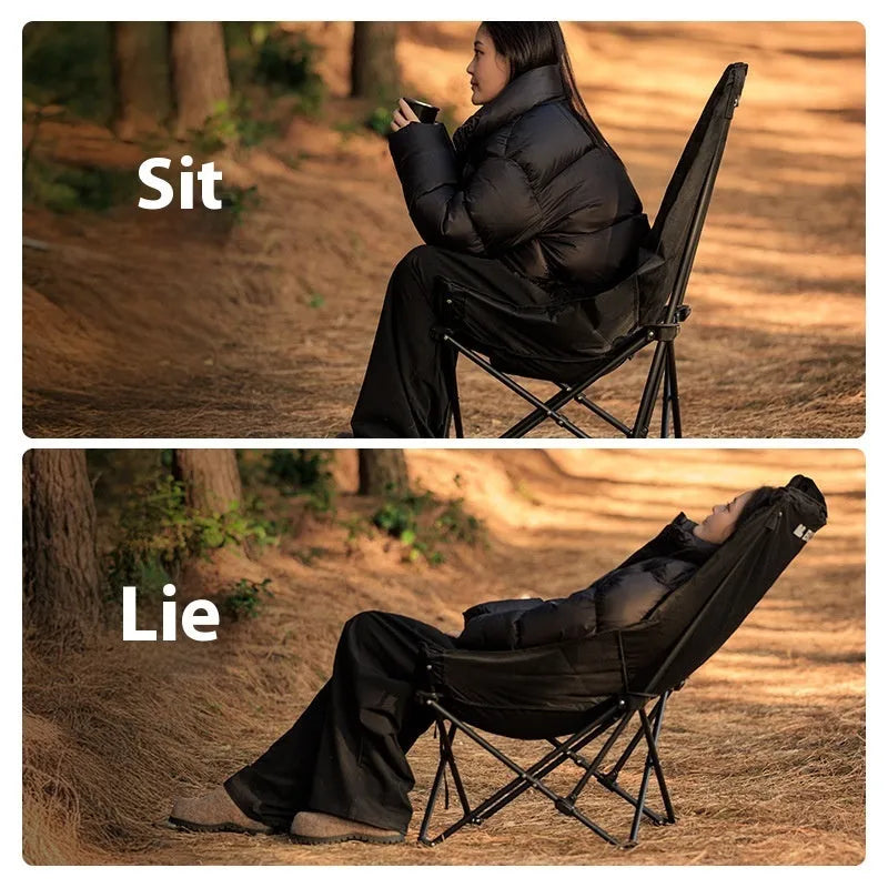 Night black Oxford cloth folding moon chair for camping and outdoor use