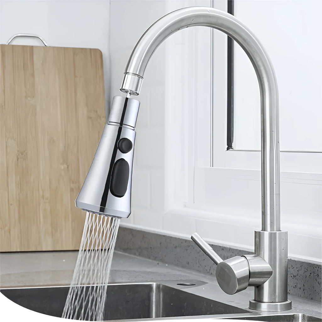 Universal kitchen faucet sprayer with rotating nozzle in silver finish