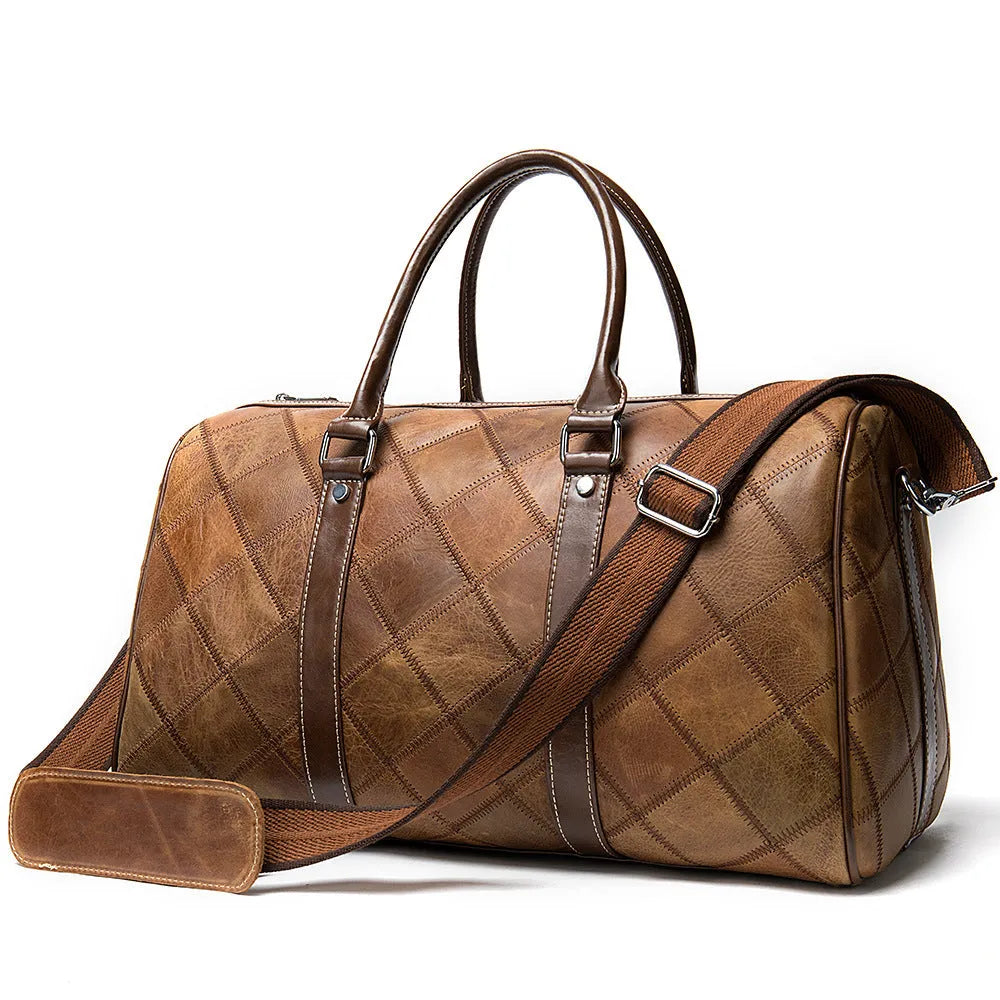 Vintage men's leather duffel bag with internal organisation compartments in three colour options