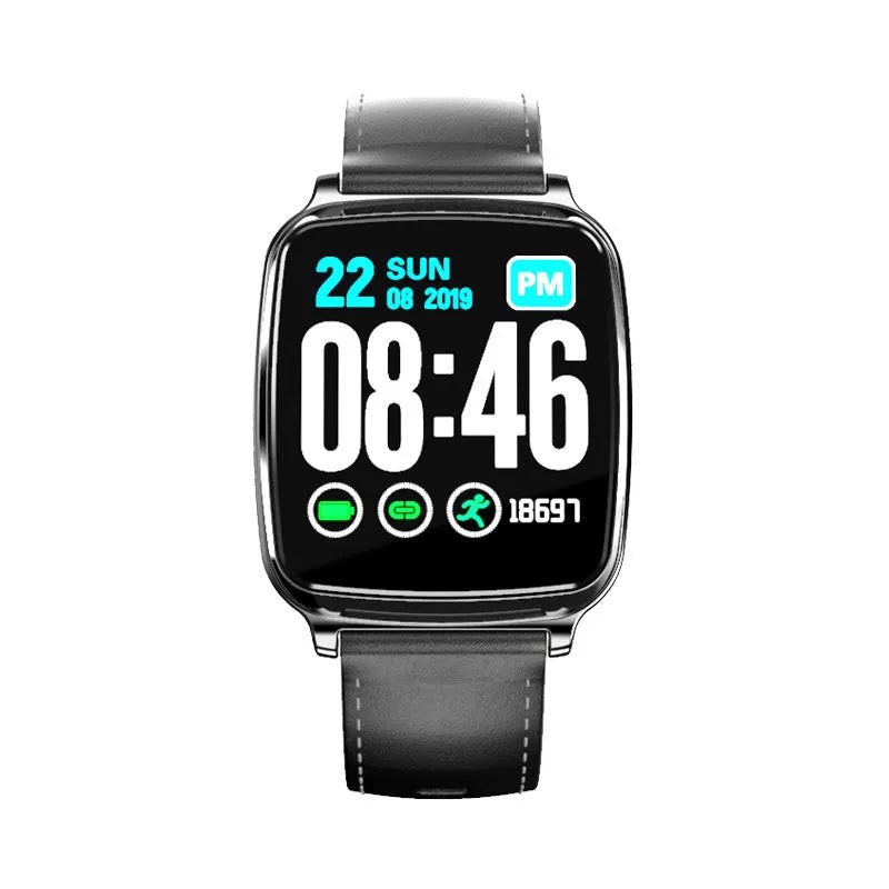 M8 smart fitness bracelet showing heart rate monitoring on screen, in black colour with metallic clasp.