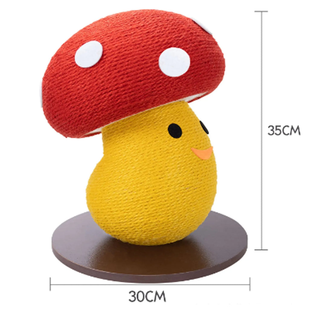 Foldable accordion design cardboard cat scratcher with mushroom shape measuring 35x30x30cm
