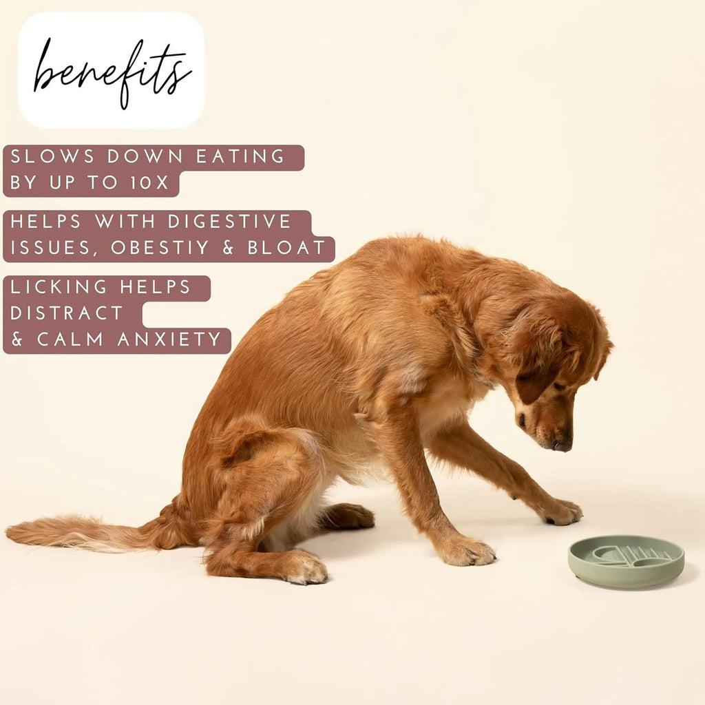 Silicone slow feeder bowl for dogs with ridges and nooks in beige colour