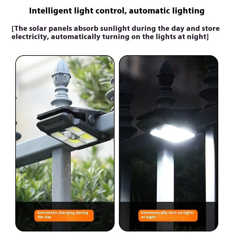 Compact clip lamp with intelligent human body induction featuring three brightness settings