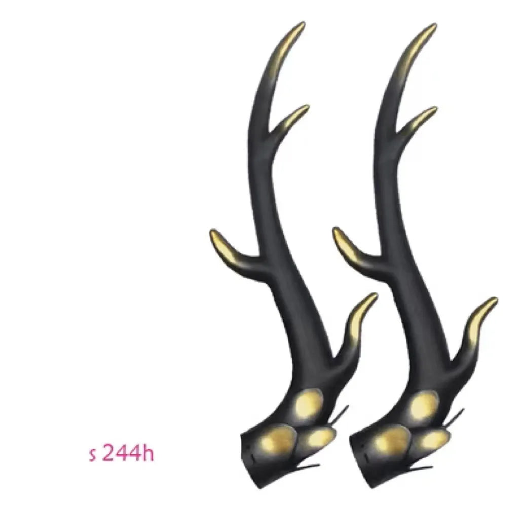 A pair of resin dragon horn decorations for helmet customisation, shown in black and red colour option.