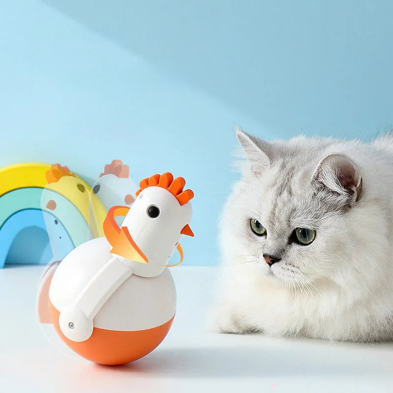 Green and orange electric cat toy chicken with laser sound and infrared sensor features