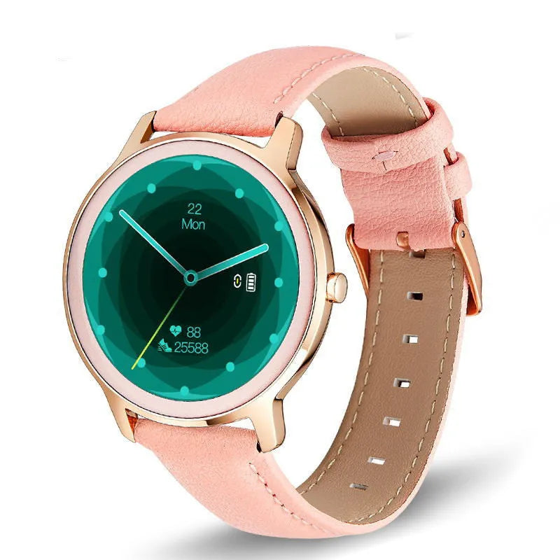 Women's Bluetooth smart watch with stainless steel wristband and 1.3 inch touch screen display