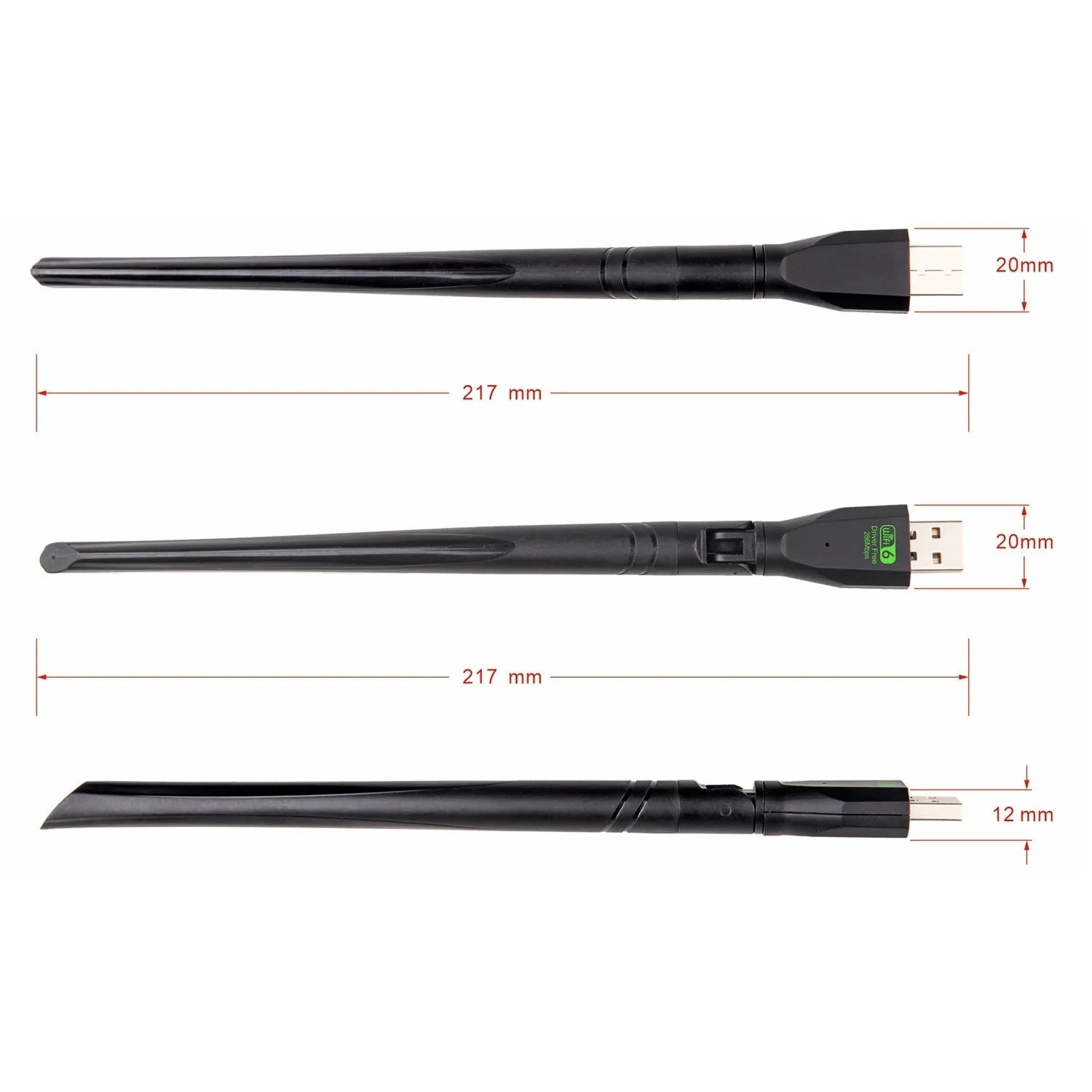 Black USB WiFi6 wireless network card with driver software included for desktop and laptop connectivity