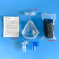 CPAP breathing mask accessory kit with transparent silicone mask and adapter elbows