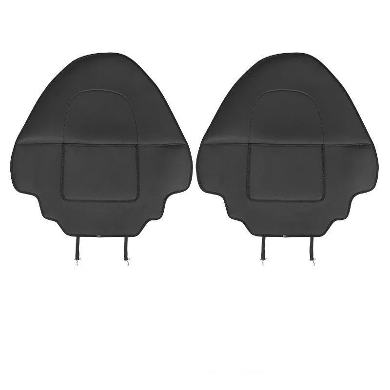 Two black leather motorcycle anti-kick pads for rear seat dirt protection