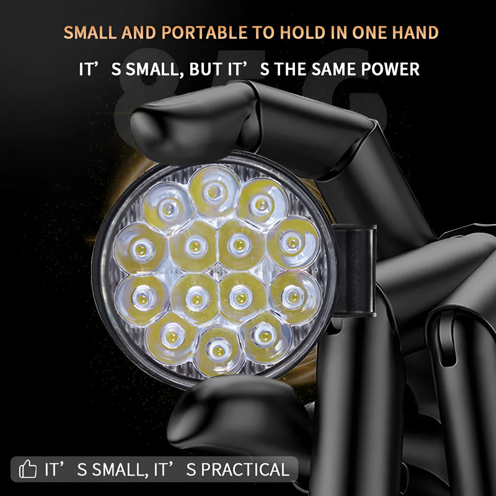 White LED car work light with aluminium housing and round design
