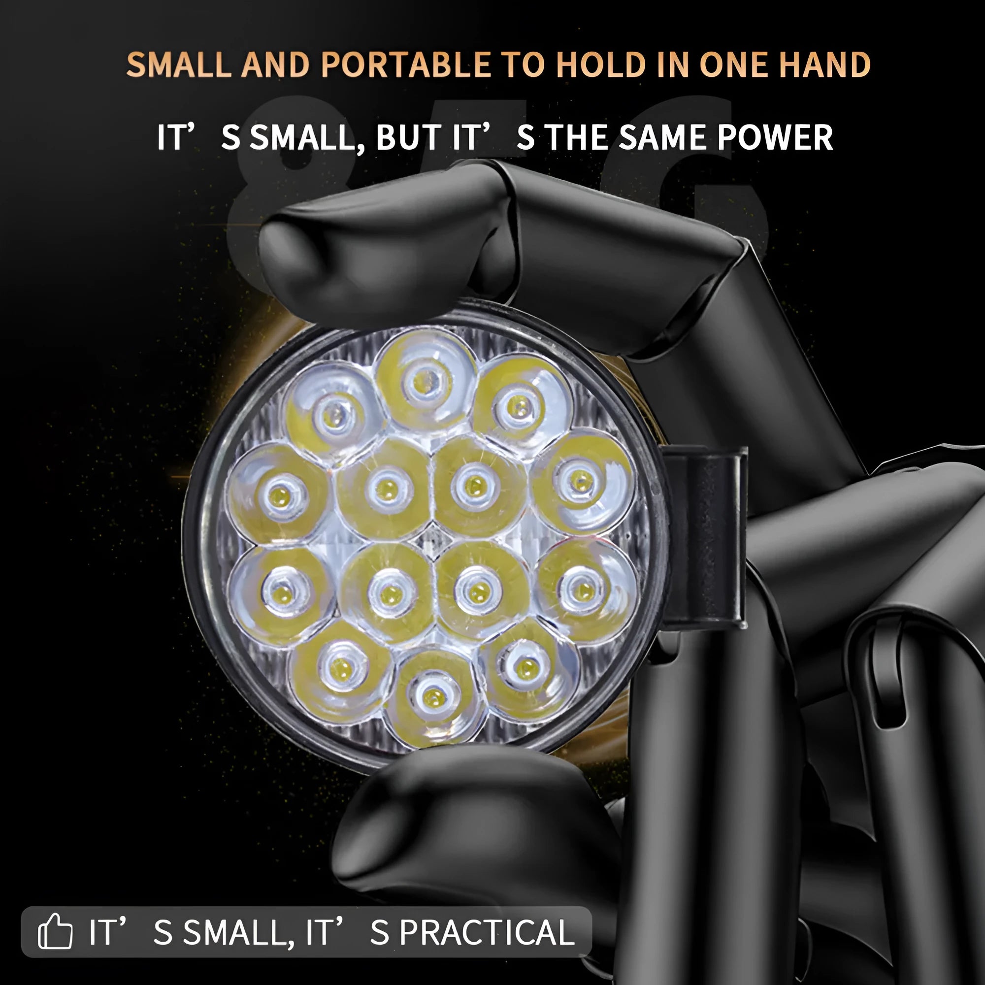 White LED car work light with aluminium housing and round design