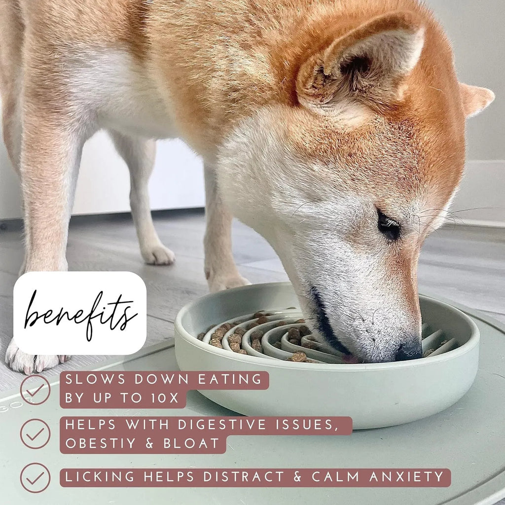 Silicone slow feeder bowl for dogs with ridges and nooks in beige colour