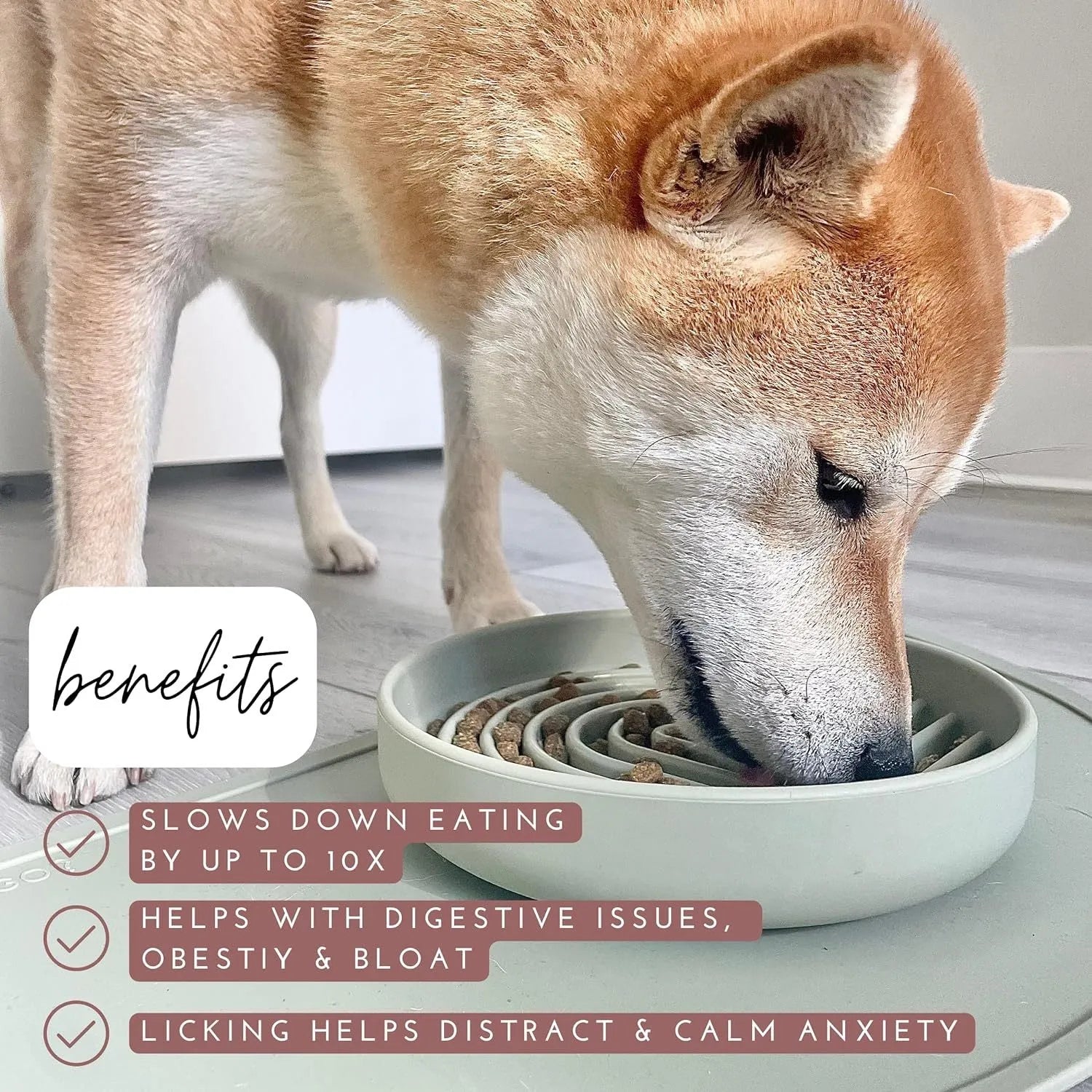 Silicone slow feeder bowl for dogs with ridges and nooks in beige colour