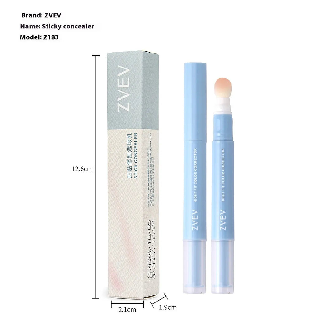 Concealer pen with sponge brush head in brightening, pink flesh, and flesh colour shades.