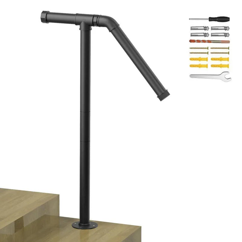 Black metal American minimalist ladder support bracket for DIY home projects