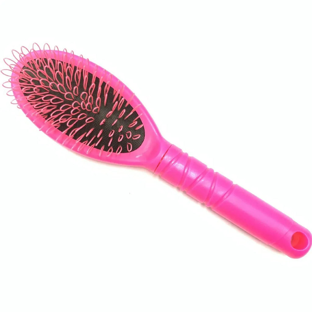Black and pink ABS plastic ring tooth hair extension comb with airbag cushion base.