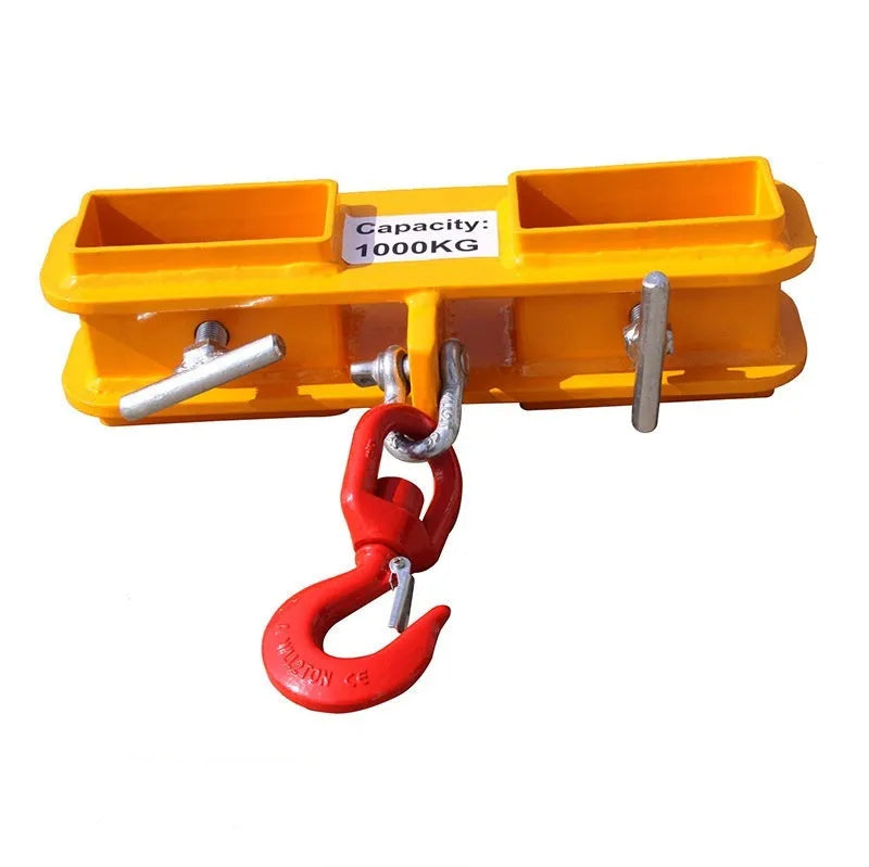 Rotatable drum crane locking hook for forklift with safety locking device