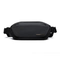 Black Oxford cloth messenger bag with one-shoulder riding design and street style details
