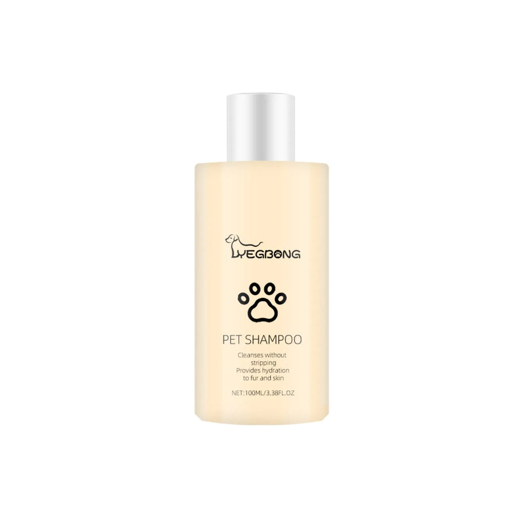 Bottle of mild dog shampoo for softening and detangling hair, shown in 100ml and 300ml sizes.