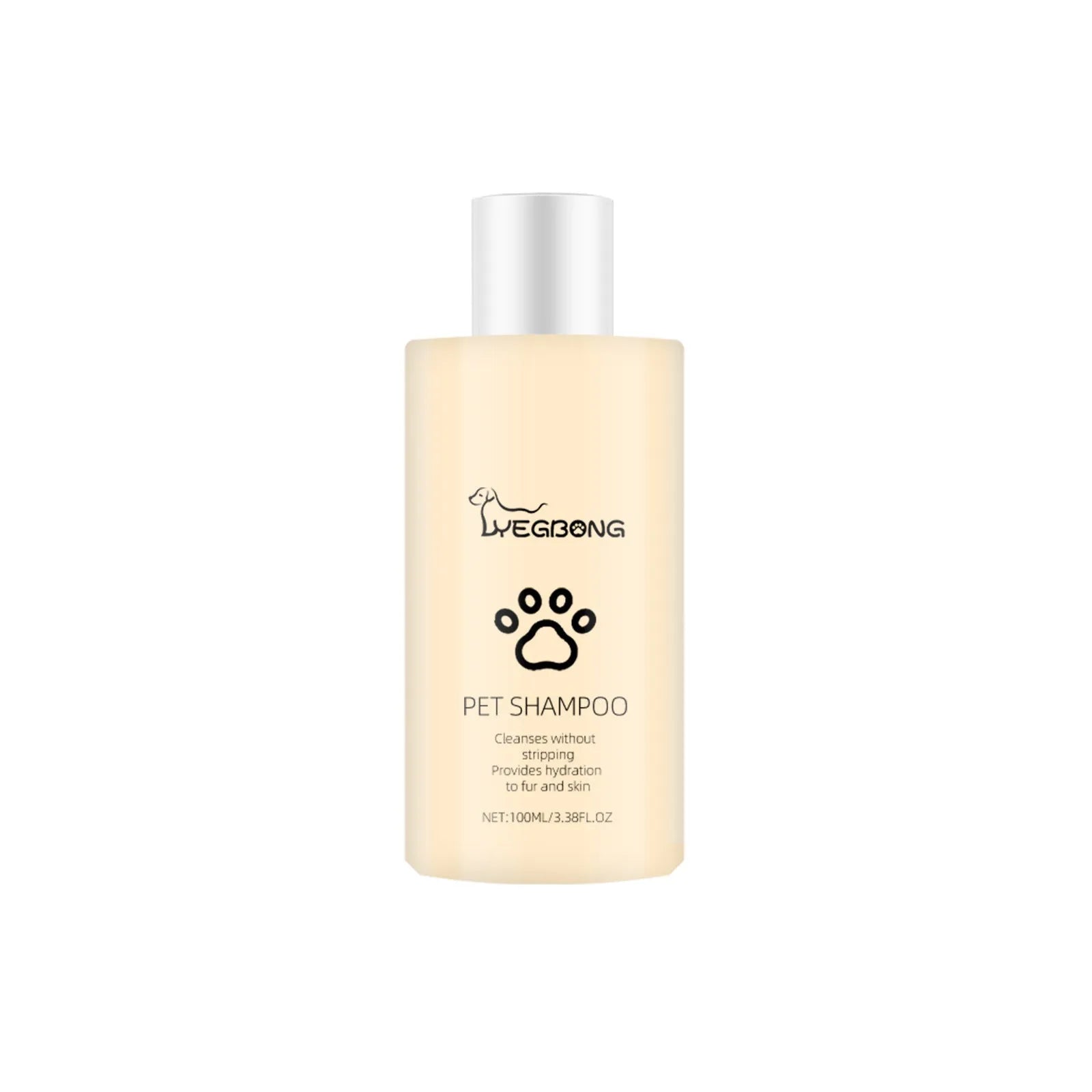 Bottle of mild dog shampoo for softening and detangling hair, shown in 100ml and 300ml sizes.