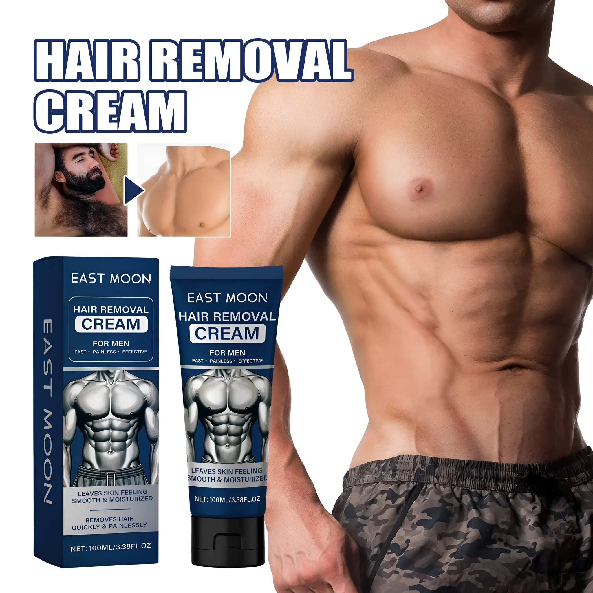 100ml men's depilatory cream for facial and body hair removal