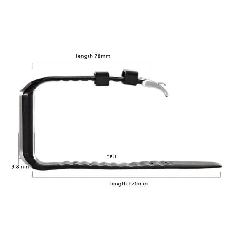 Black Bluetooth smart watch with a 1.44-inch touch screen on an adjustable strap