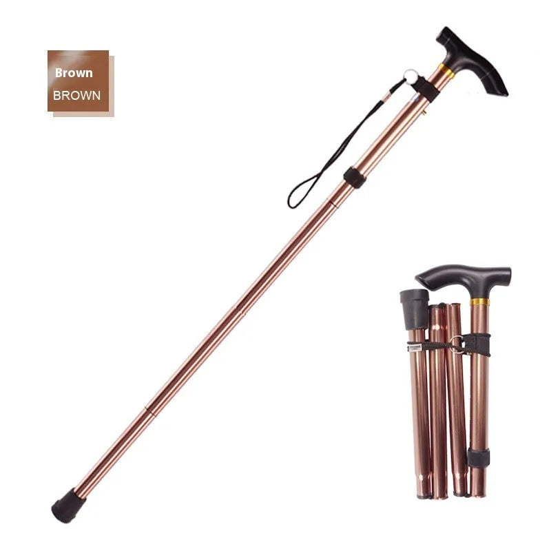 Aluminium folding cane walking stick with adjustable length and non-slip handle
